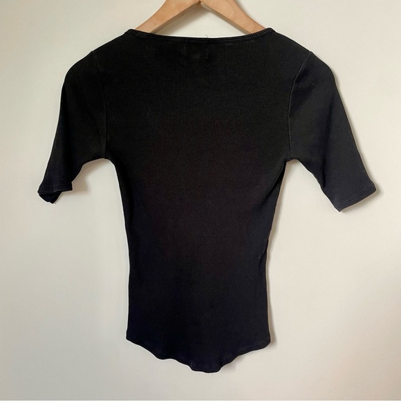 Nation LTD Lark Scoop Neck Ribbed Tee T Shirt Black Size Extra Small - Picture 7 of 8